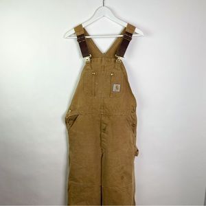 Carhartt Overall Bibs Duck Canvas Size 34x34 Mens Tan Khaki Vintage